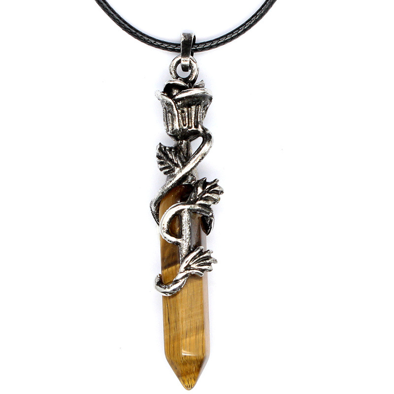 9:Tiger eye stone + leather rope