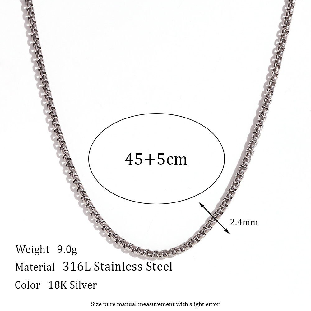 Steel color necklace -45cm  5cm