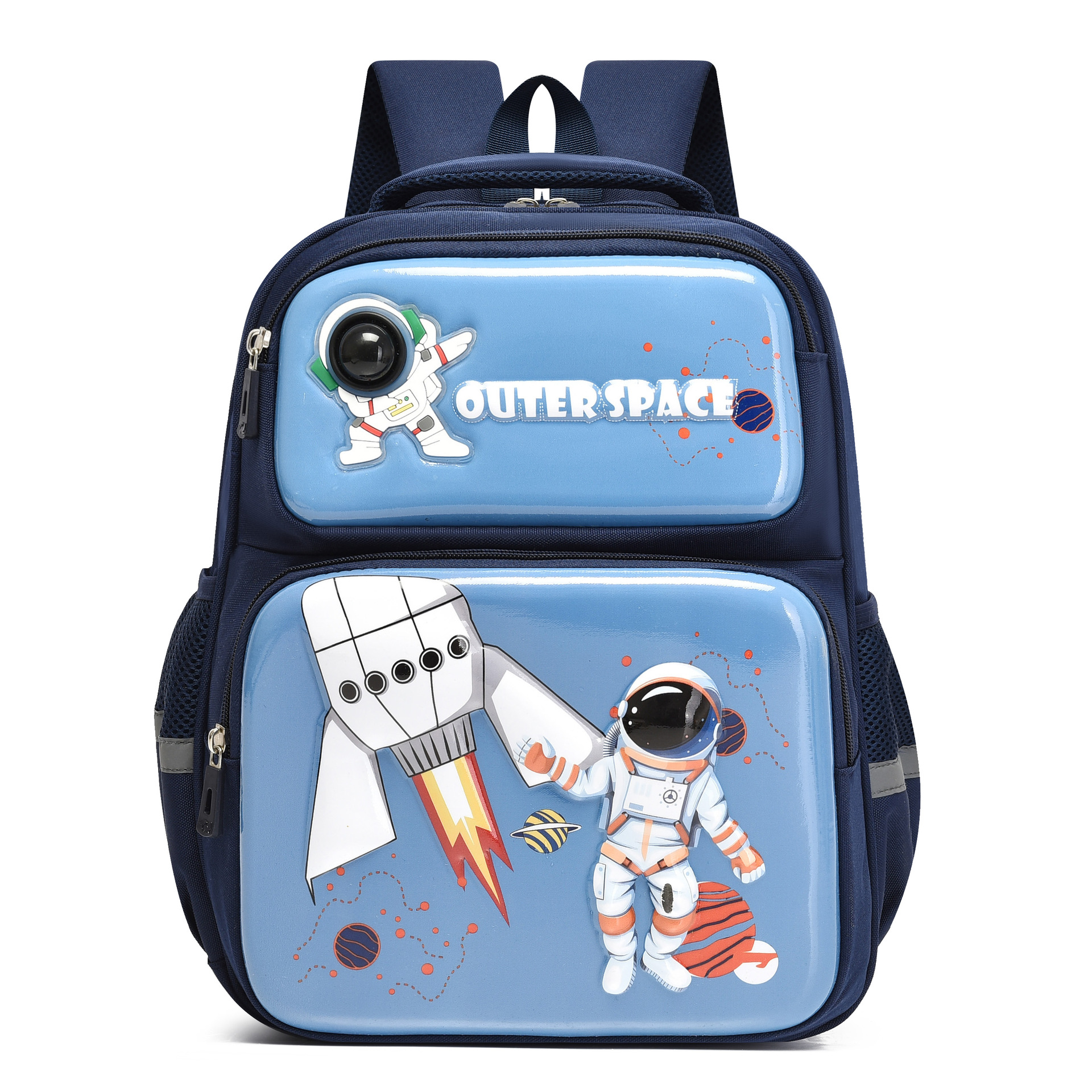 Purplish blue with light blue