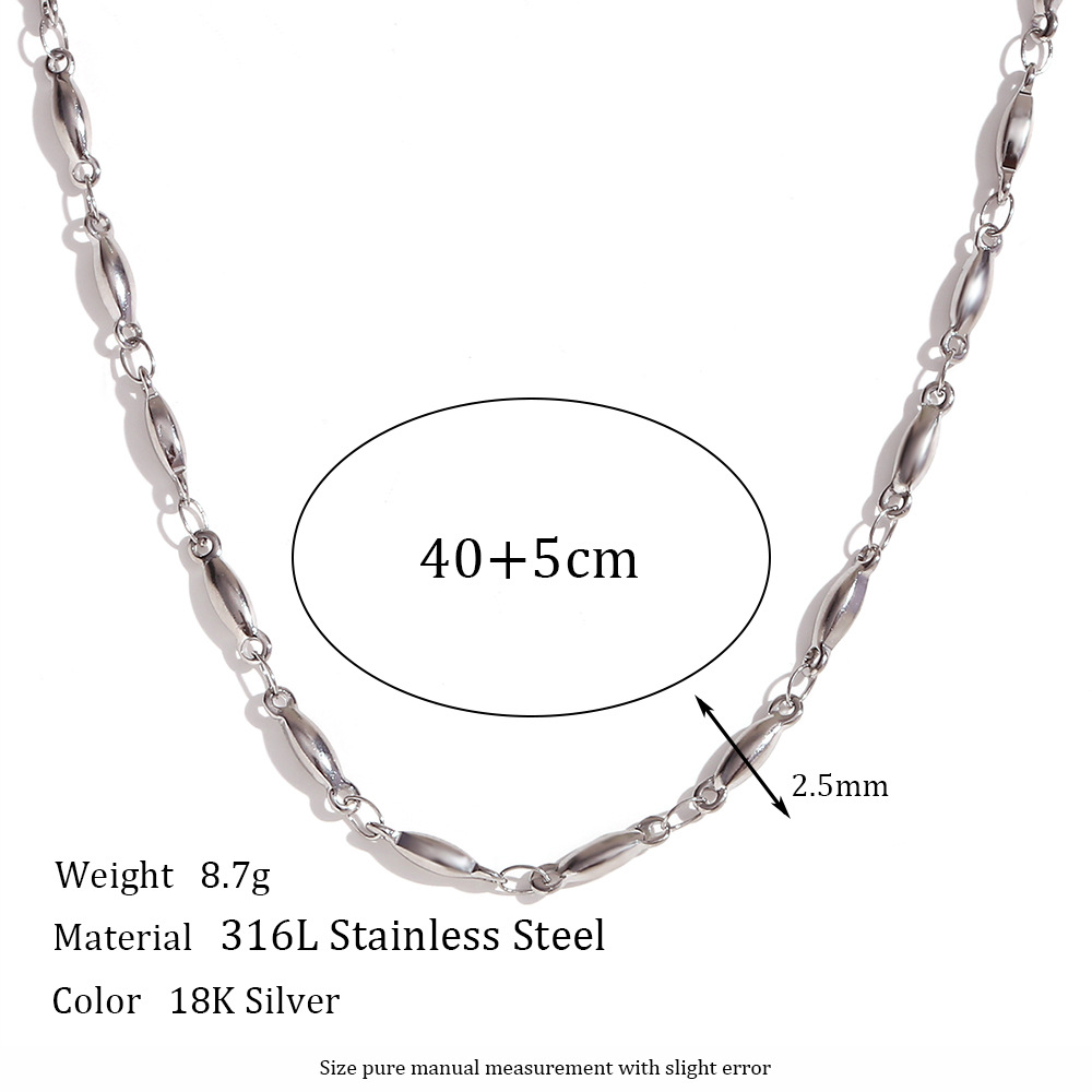 Steel color necklace -40cm  5cm