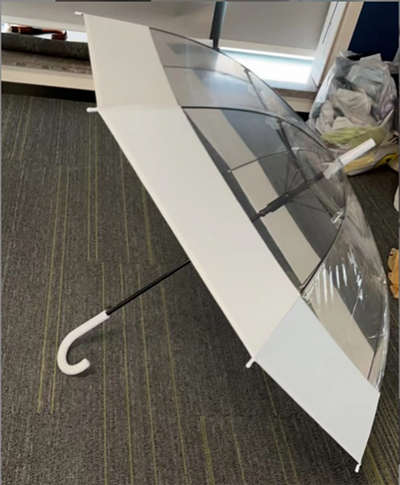 Long-handled transparent white-edged white umbrella handle