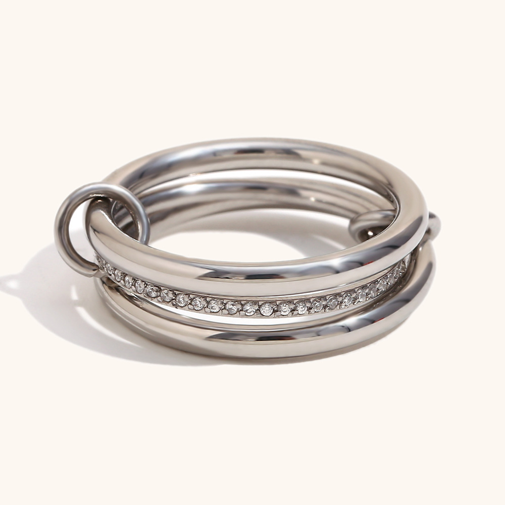10:Three-layer diamond ring with middle - steel color