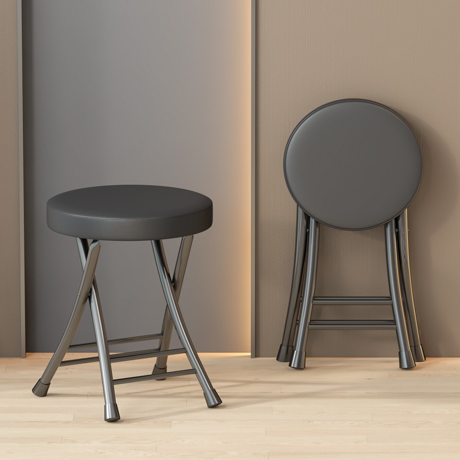 Black frame black leather sponge soft bench with four beam reinforcement