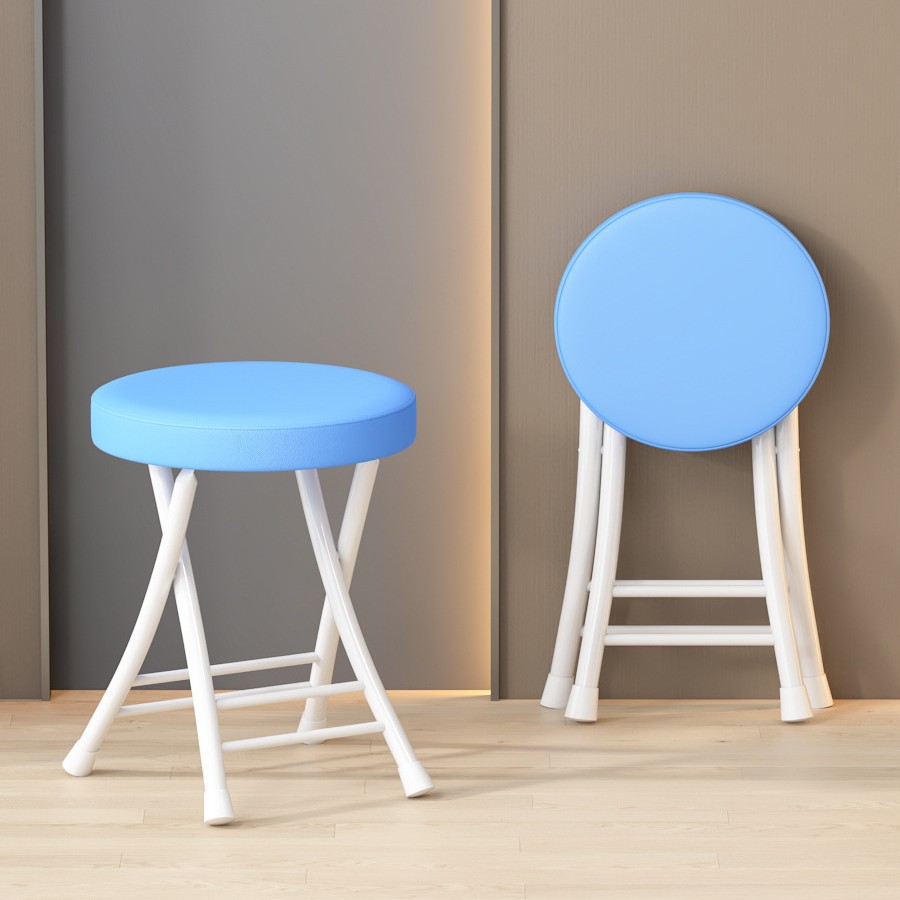 White frame blue leather sponge soft bench with four beam reinforcement