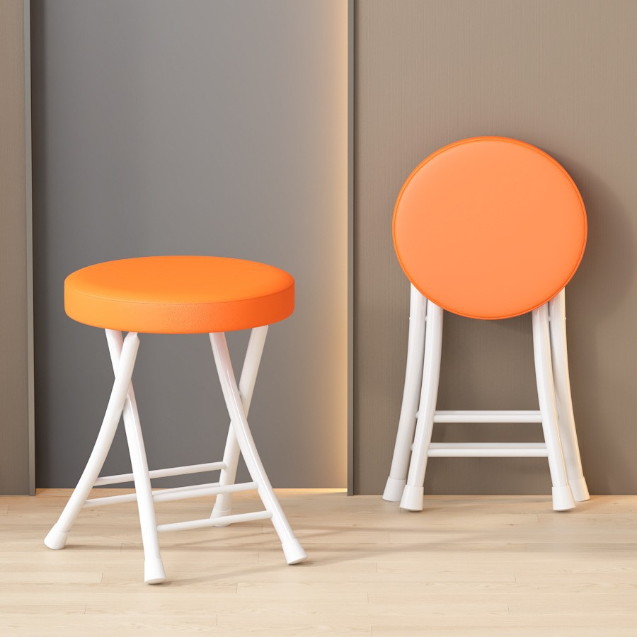 White frame orange leather sponge soft bench with four beam reinforcement