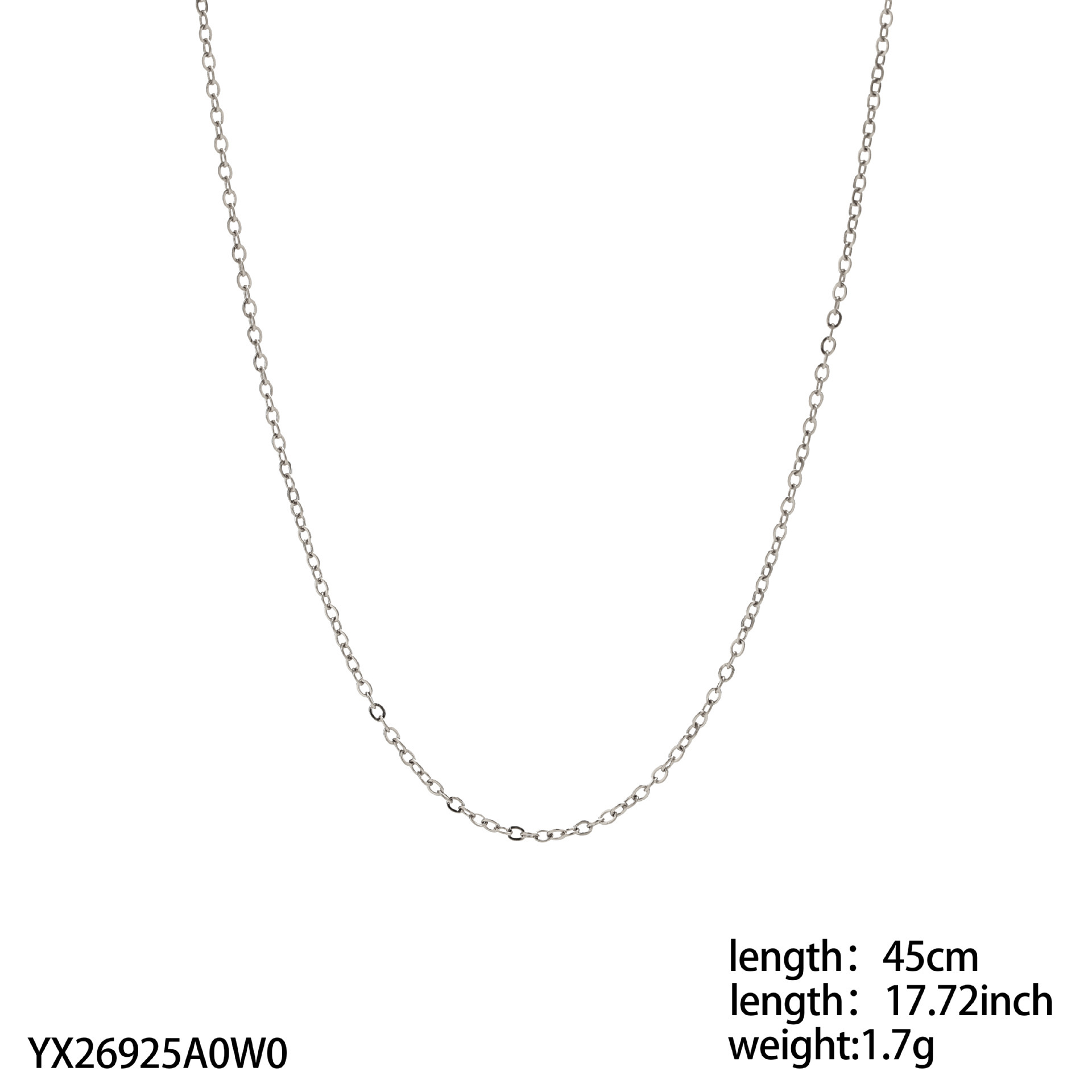 3:Steel color necklace chain -45cm