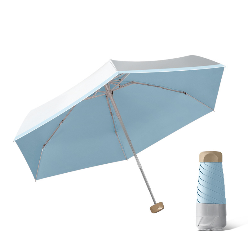 Titanium Silver Five-fold Umbrella-Sky Blue
