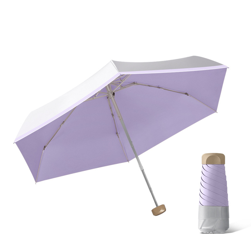 Titanium silver five fold umbrella-smoked purple