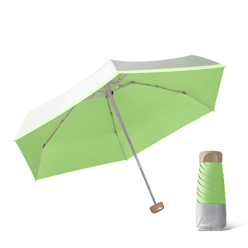 Titanium silver five fold umbrella-green grass