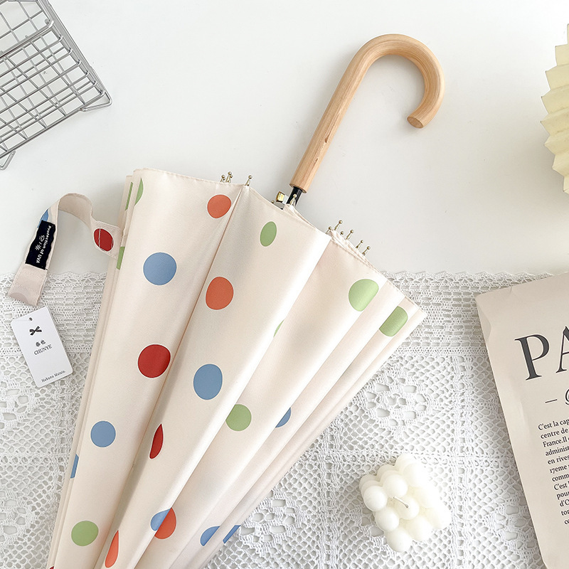 Colorful beanie long-handled umbrella with 16 ribs