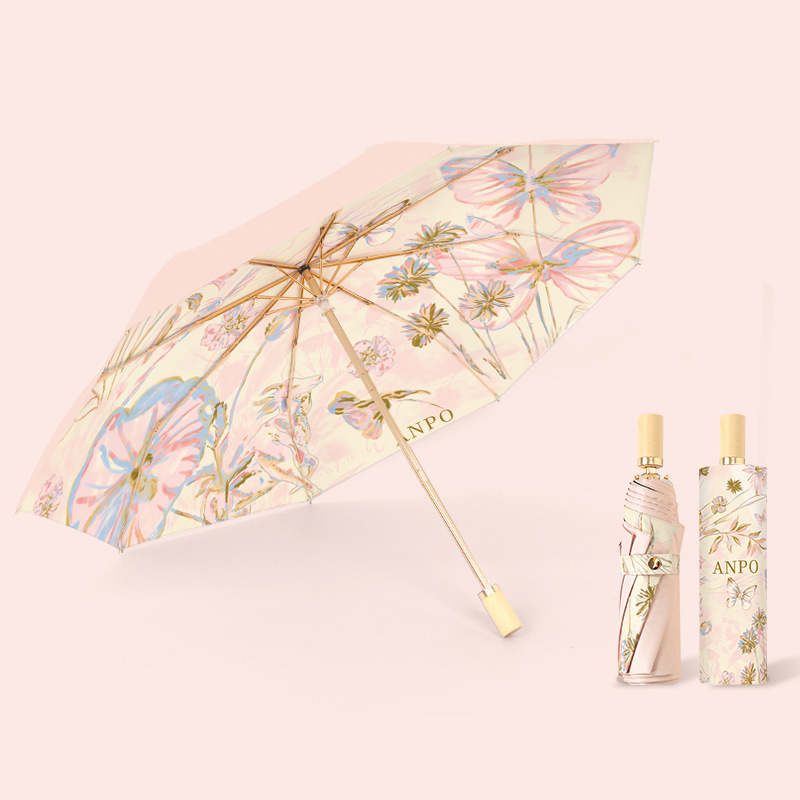 Three-fold gold rod aluminum bone double black glue powder gold butterfly (inner flower)