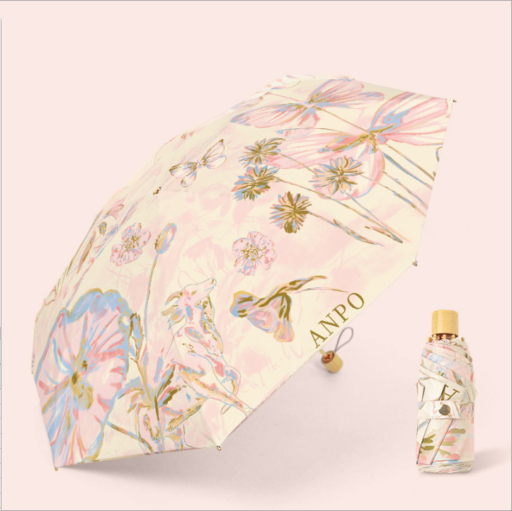 DY Five Fold Gold Rod Aluminum Bone Double Layer Black Glue Powder Gold Butterfly Outer Flower