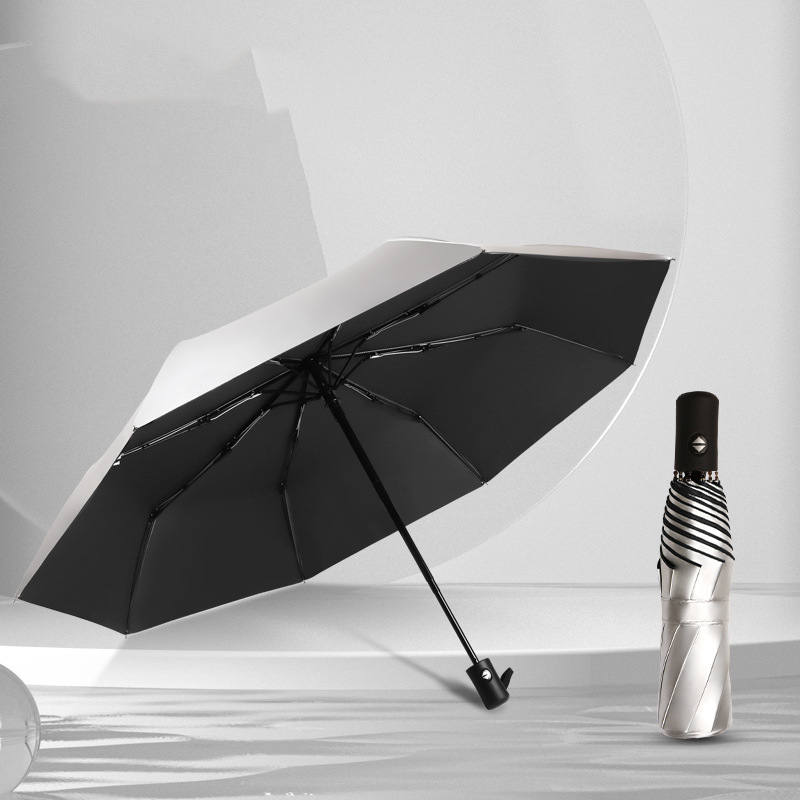Obsidian Black-Full Automatic-Titanium Silver Super Sun Protection-Dual Use for Sunlight and Rain