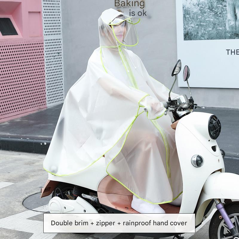 Semi-transparent white cardigan with double Green brim