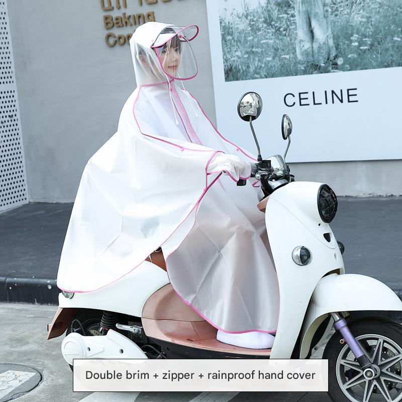 Semi-transparent white cardigan with double pink brim