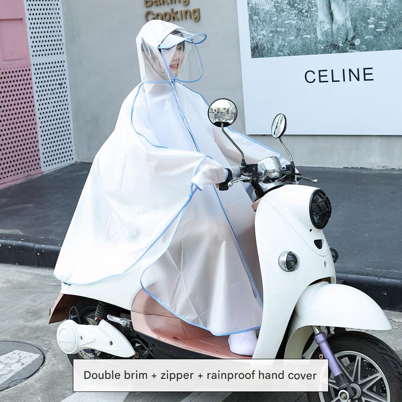 Semi-transparent white cardigan with blue brim