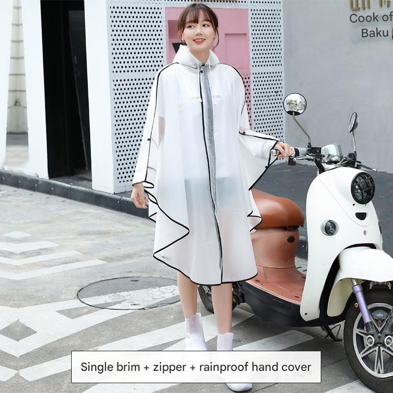 Semi-transparent white cardigan with black brim