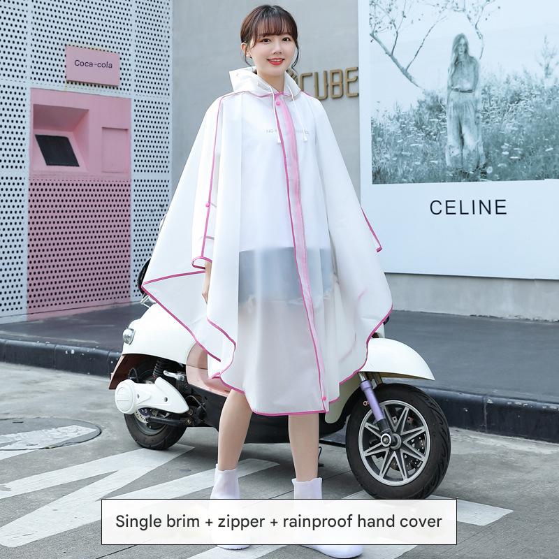 Semi-Transparent White Cardigan Pink-Trimmed Single Brim