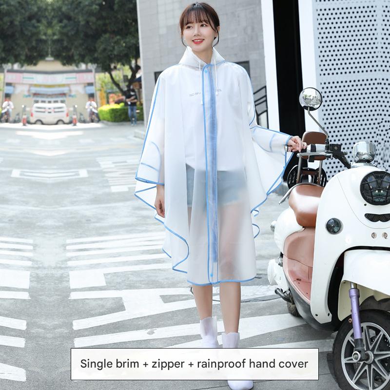 Semi-transparent white cardigan with blue brim