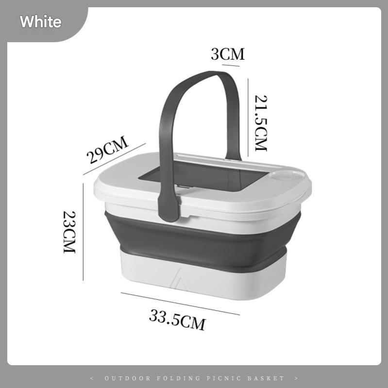 Foldable picnic basket-white [33.5*29*23cm]]