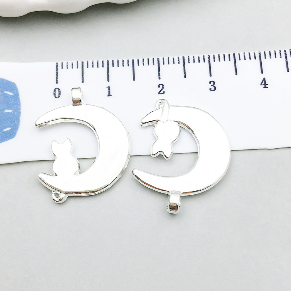 1 bright silver moon cat 22*18mm-1.8g-20637