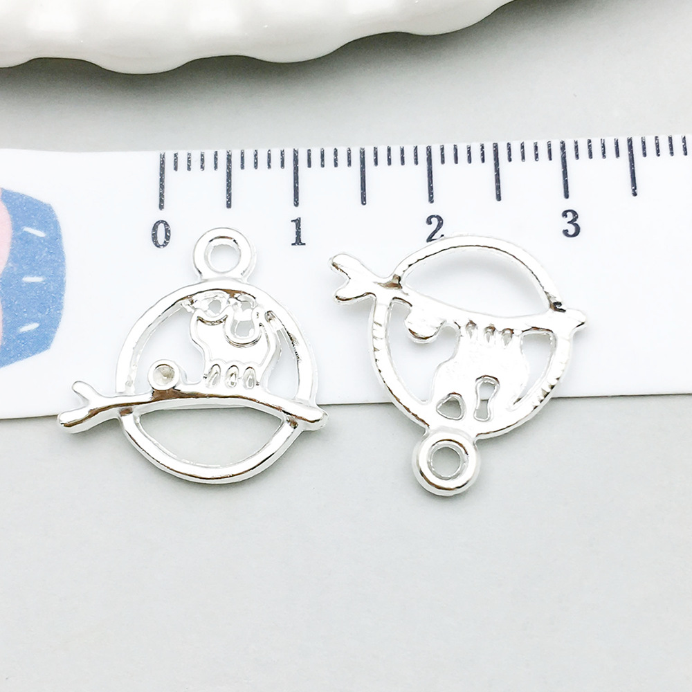 1 bright silver branch ring cat 19*19mm-1g-20638