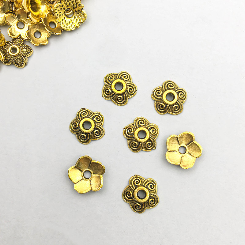 1 ancient gold flower-shaped flower cap 8*8mm-0.2g