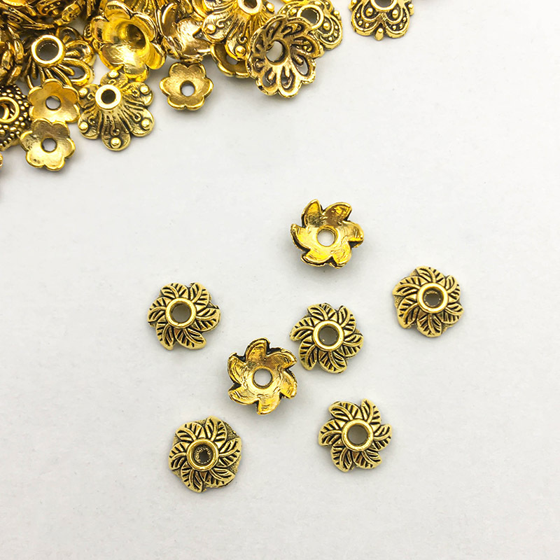 1 ancient gold flower-shaped flower cap 7*7mm-0.3g