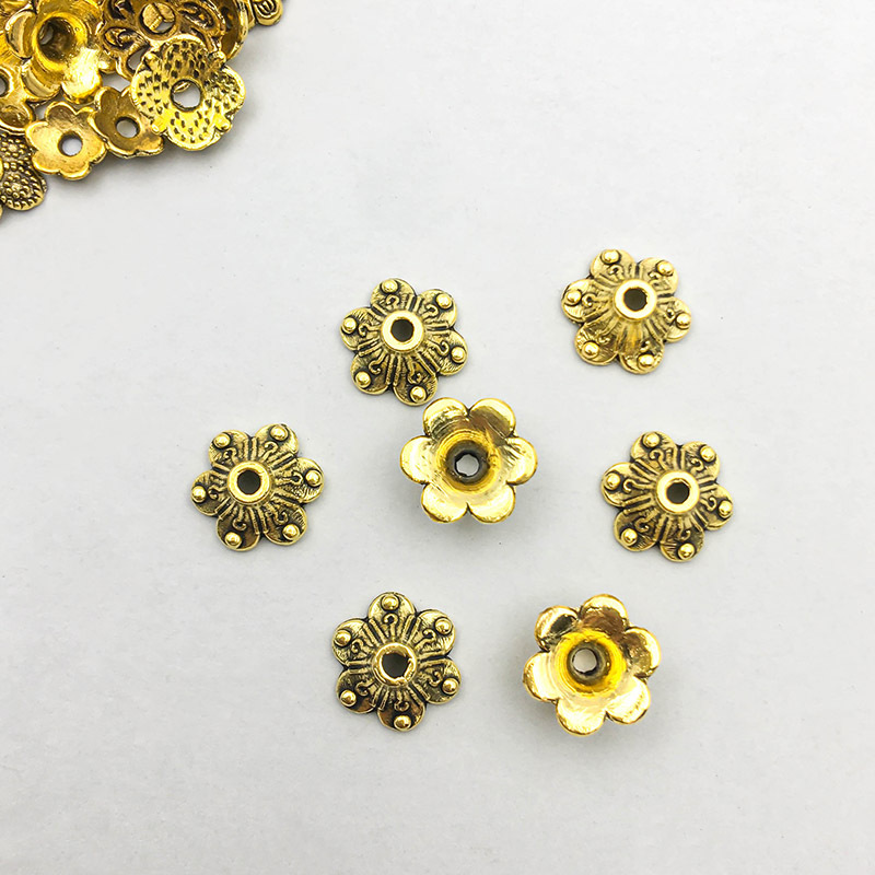 1 ancient gold flower-shaped flower cap 8*8mm-0.5g