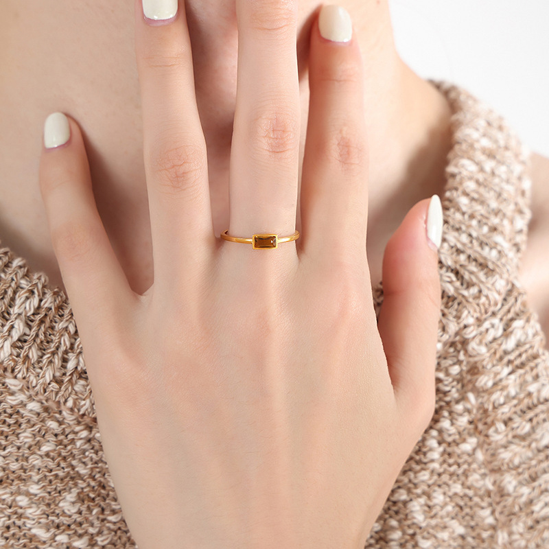 A495-Gold Brown Zircon Ring US Size #6