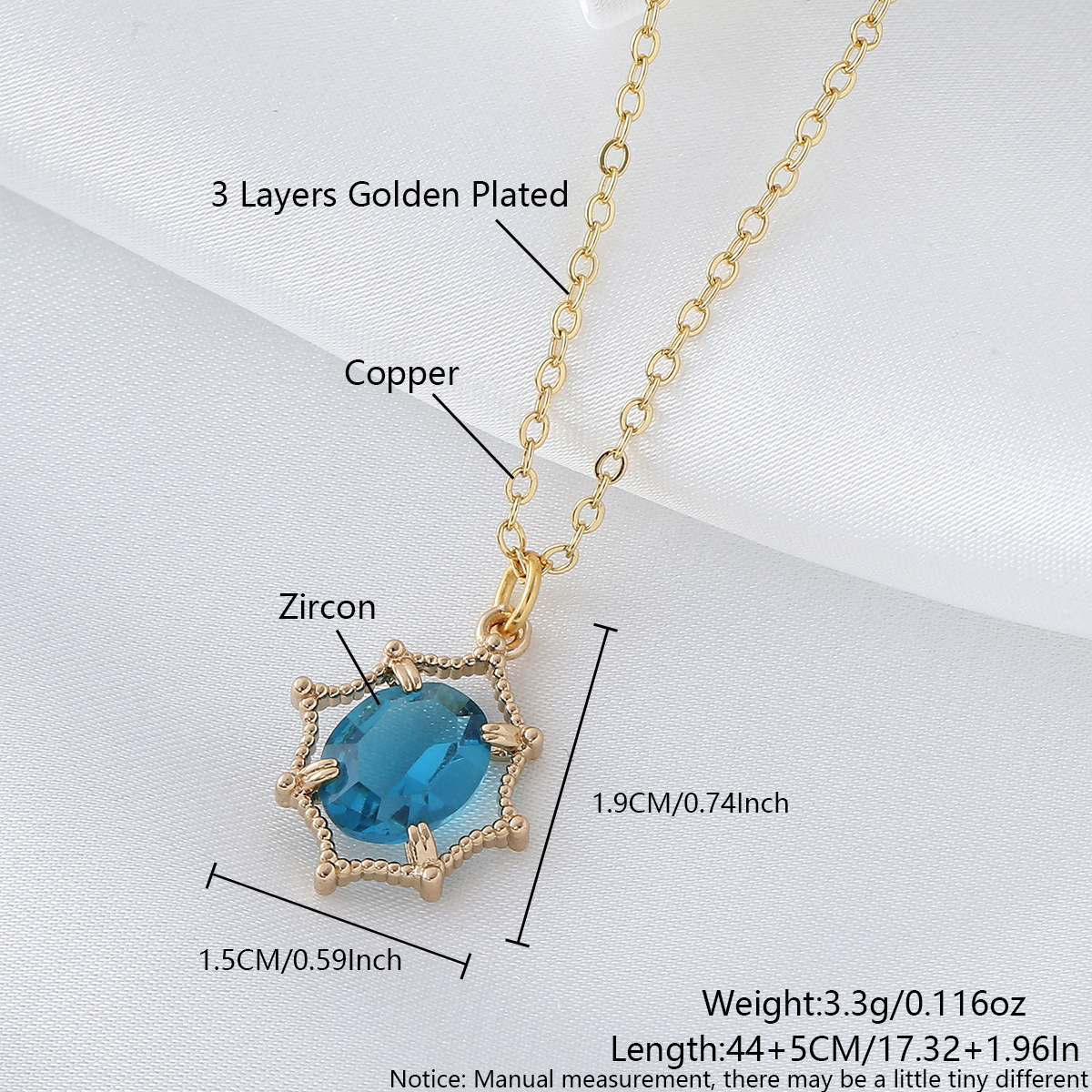 1.9*1.5cm blue naa02-9 Necklace