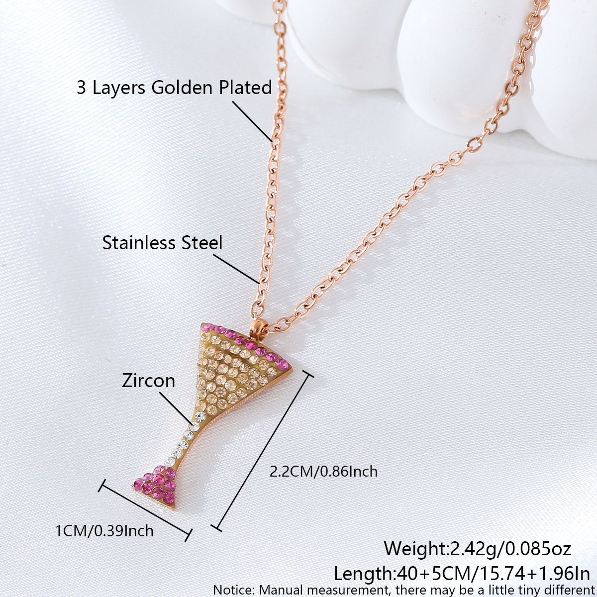 2.2*1cm champagne gold cup naa04-4 Necklace