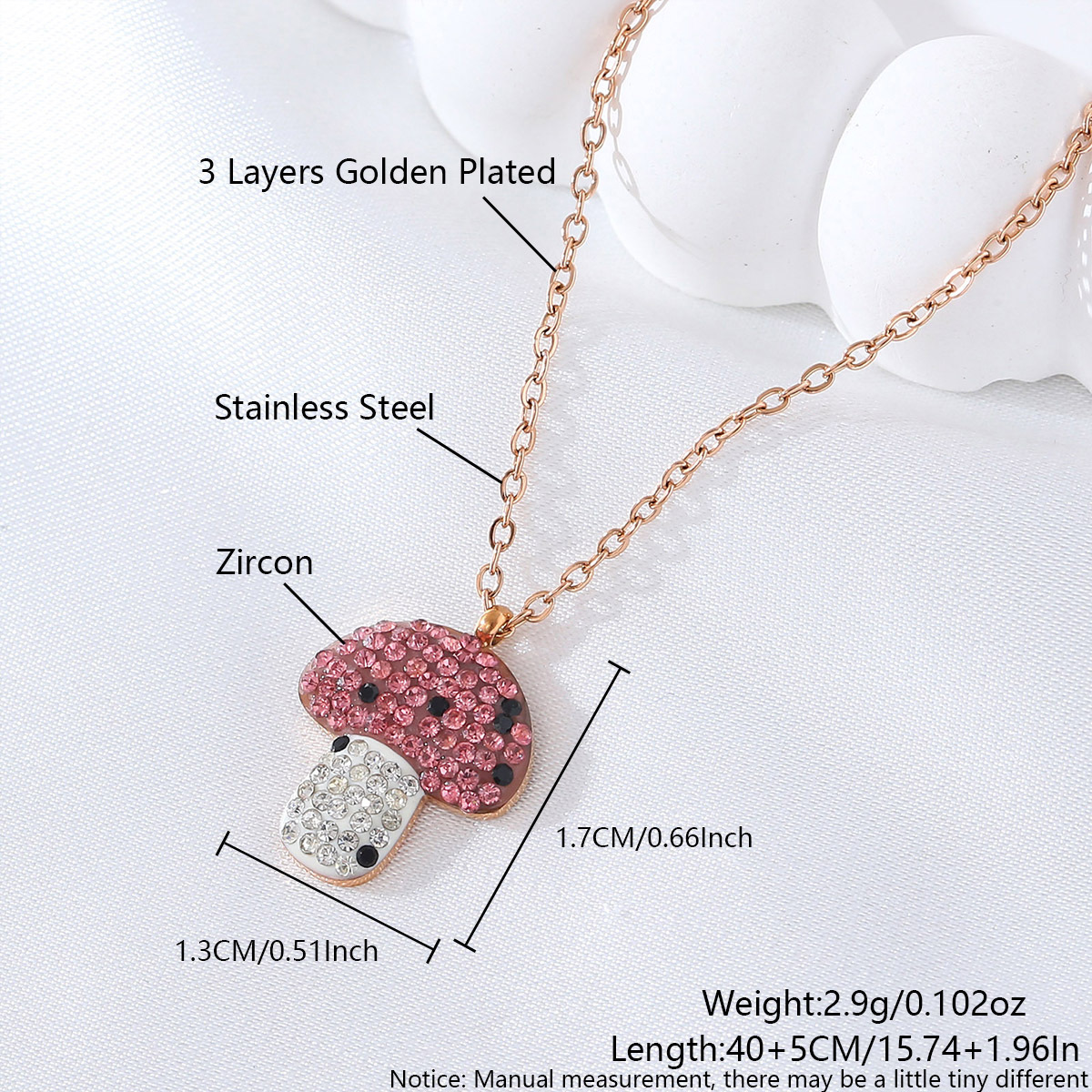 1.7*1.3cm champagne gold mushroom naa04-6 Necklace
