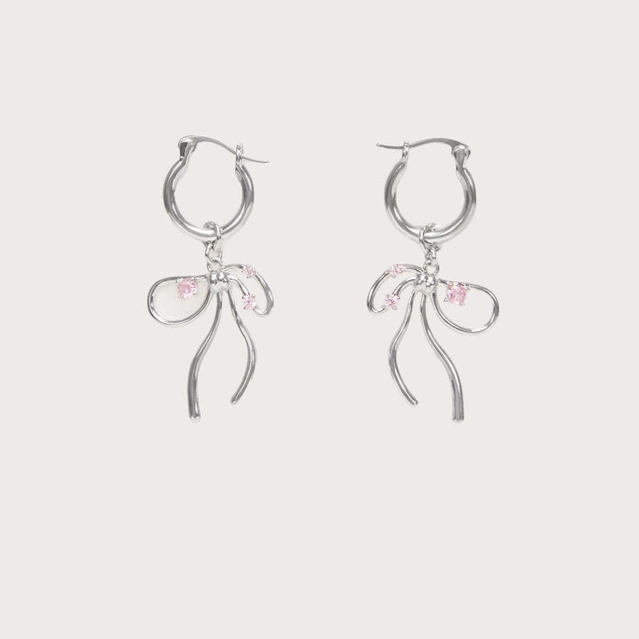 Silver earrings (pink)