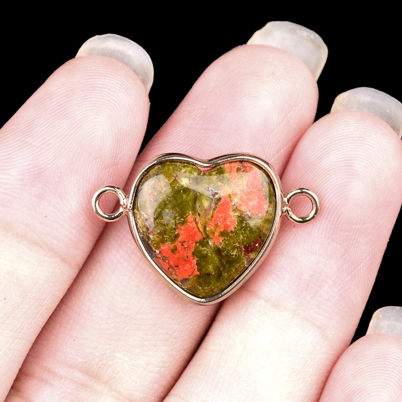 13:Flower green stone double hanging (gold)