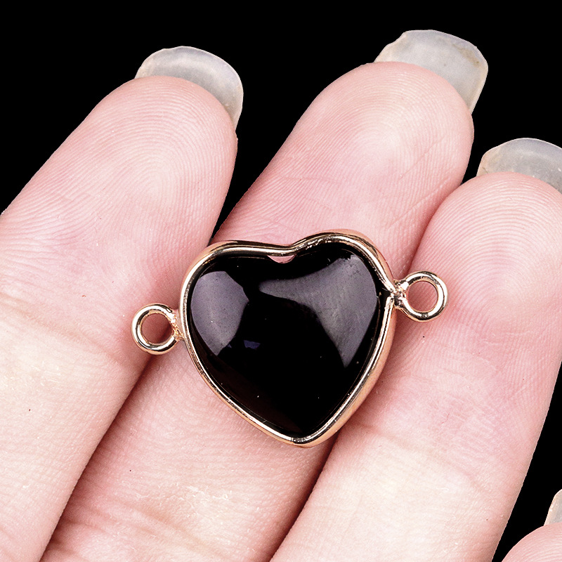 19:Obsidian double hanging (gold)