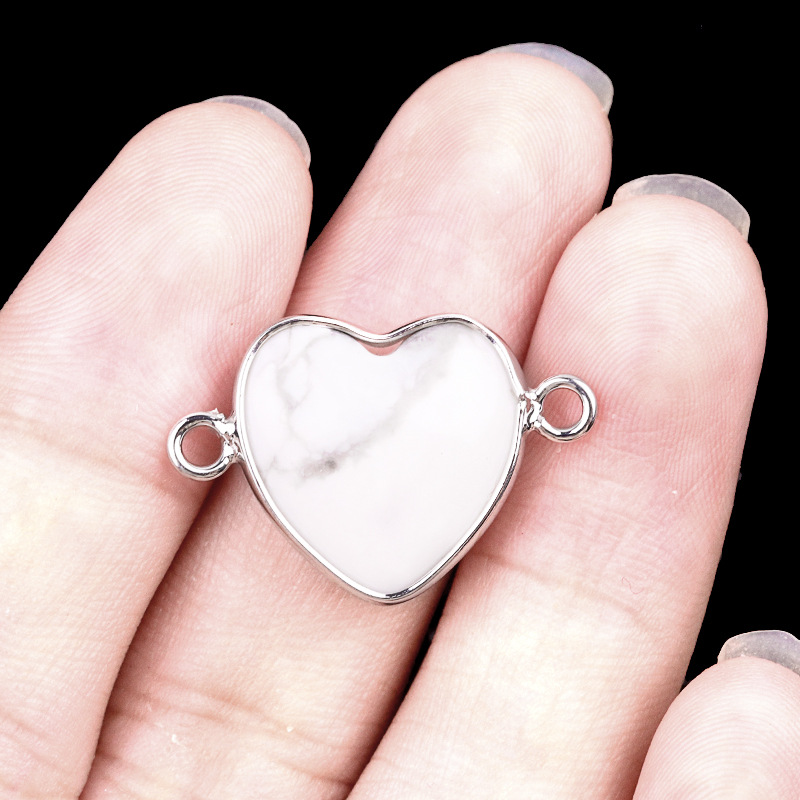 32:White turquoise double hanging (silver)