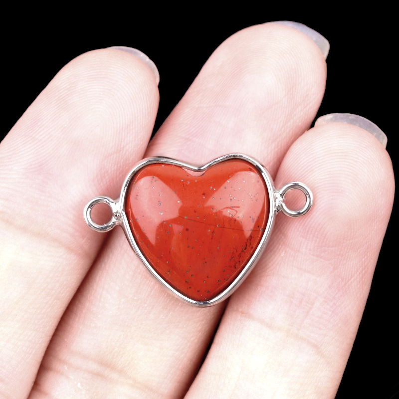 38:Red jasper double hanging (silver)