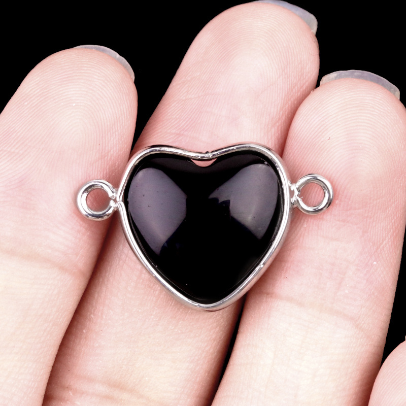 46:Obsidian double hanging (silver)