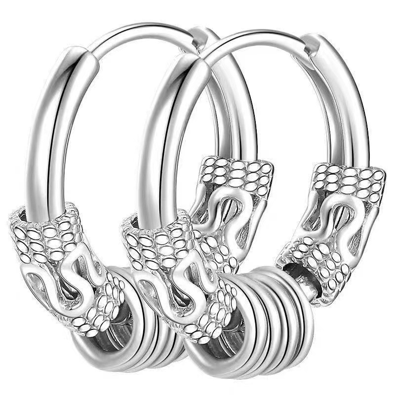 1:Silver Dragon pattern five rings (single)