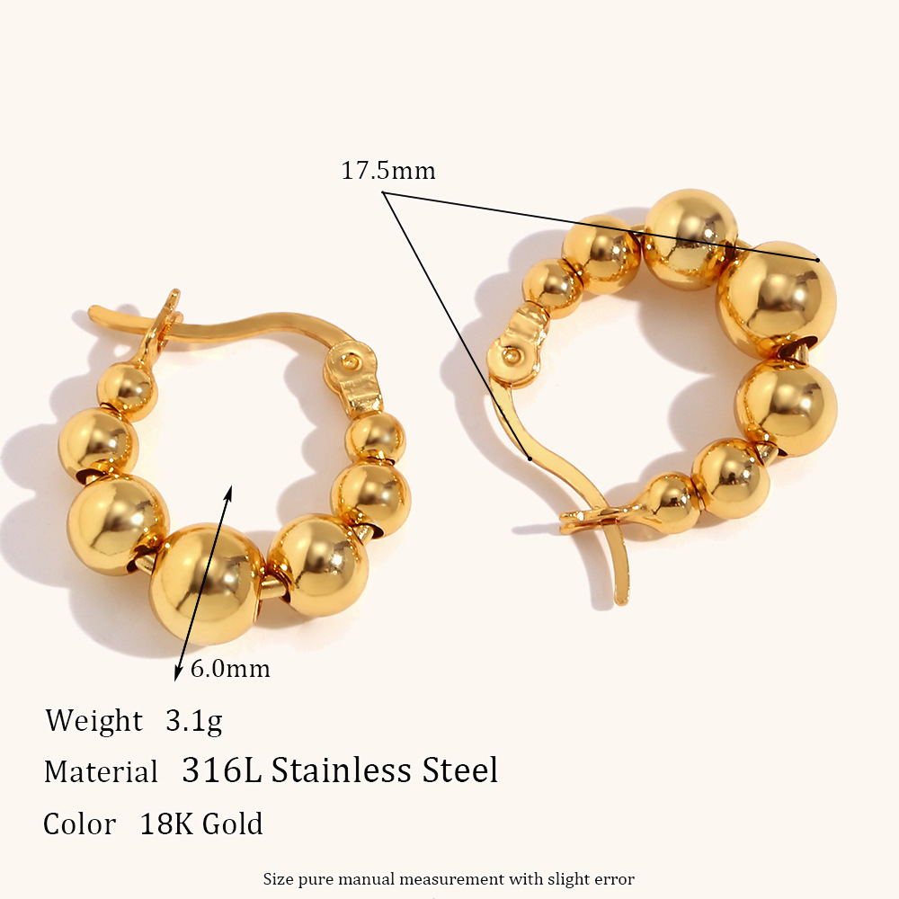 1:Gradient beads earrings-Gold