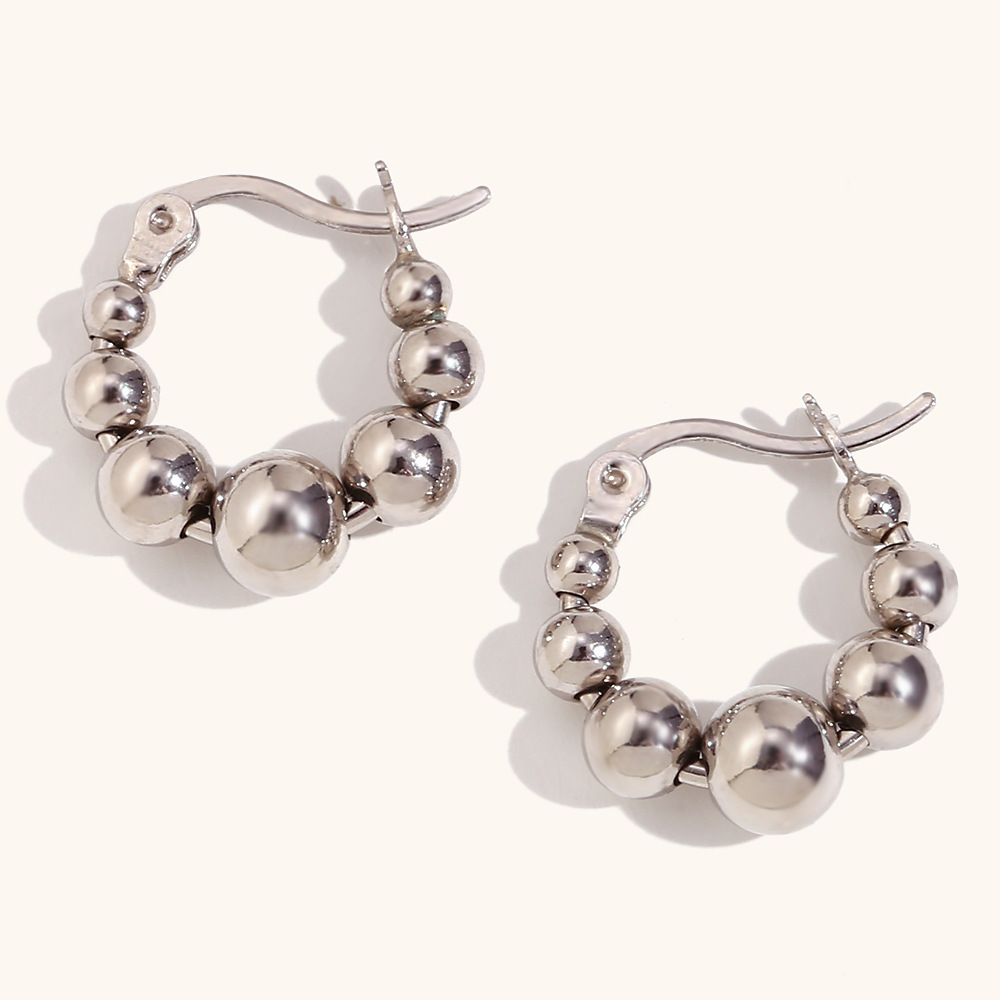 2:Gradient beads ear ring-Silver
