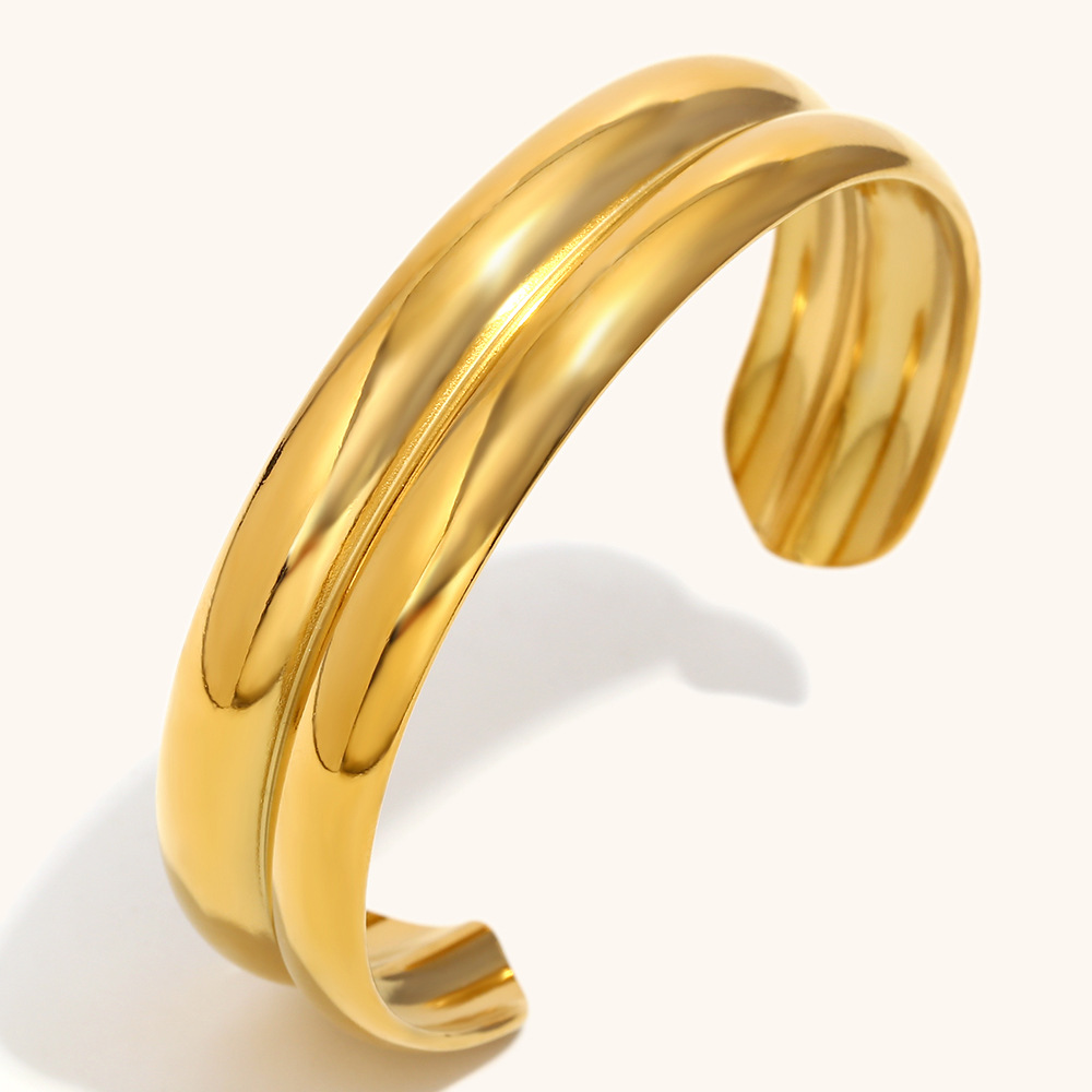 1:Double layer wide bracelet-gold