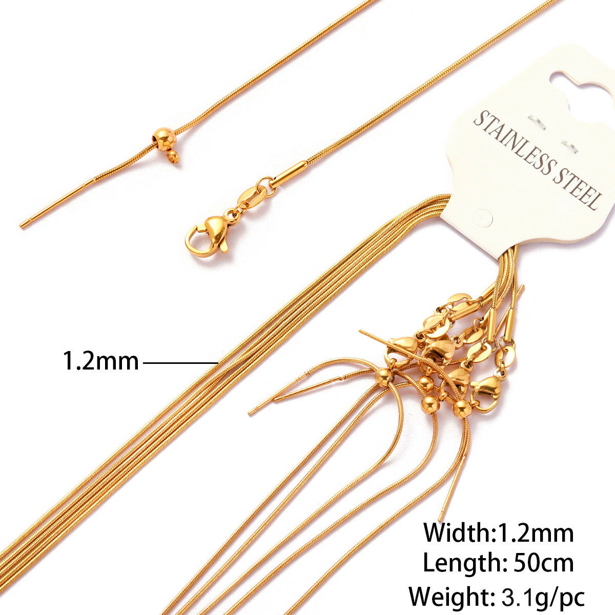 09 round snake universal chain gold