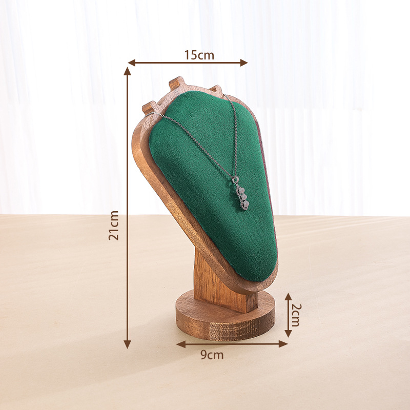 4:Walnut goat corner necklace holder green