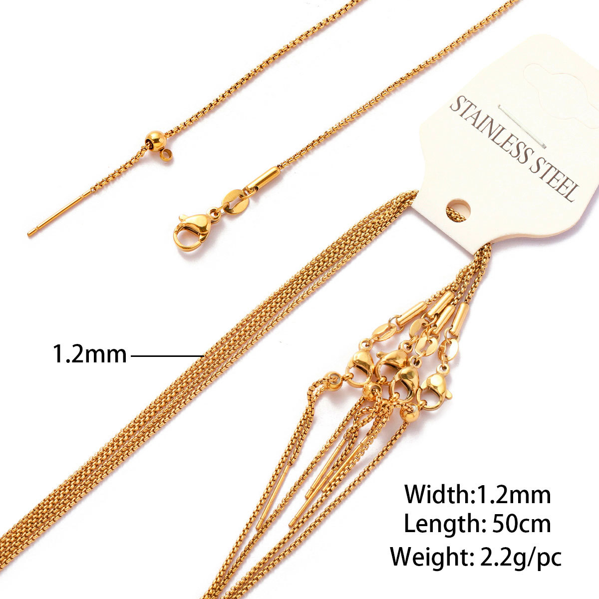 10:1.2 square pearl universal chain gold