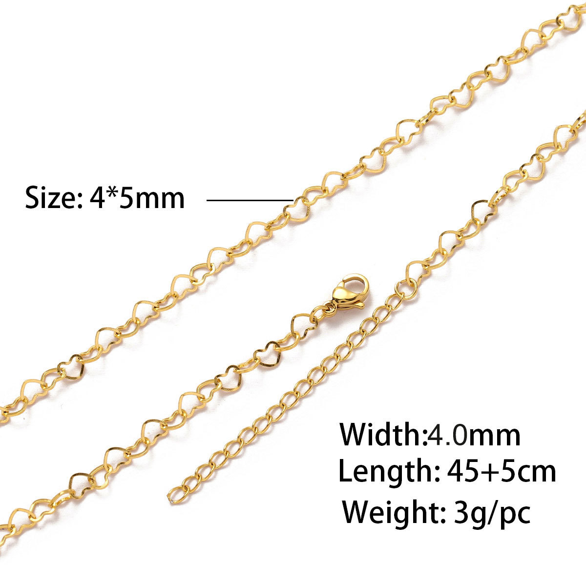 2:Square line peach heart gold 45 and 5cm