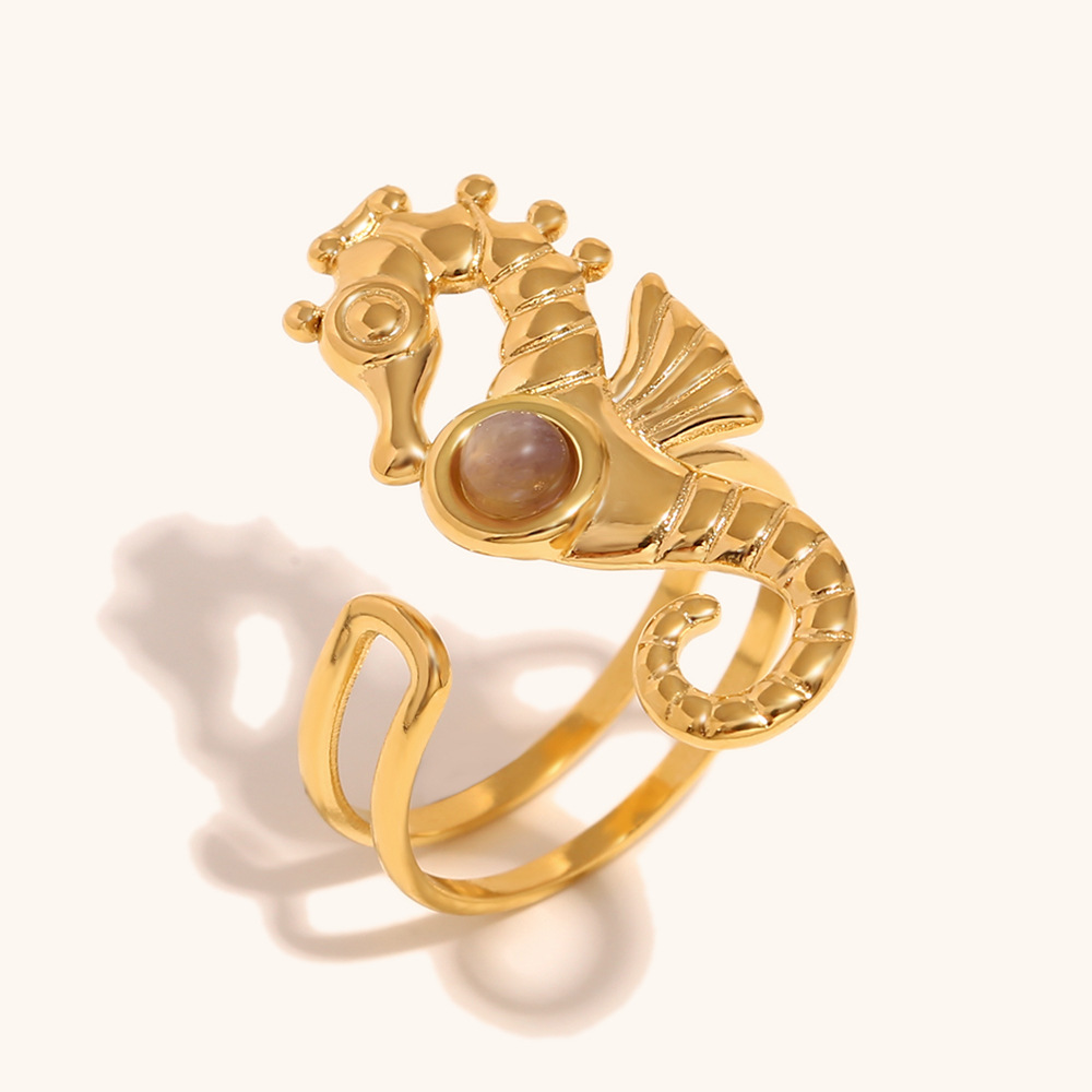 2:Seahorse ruby open ring-gold