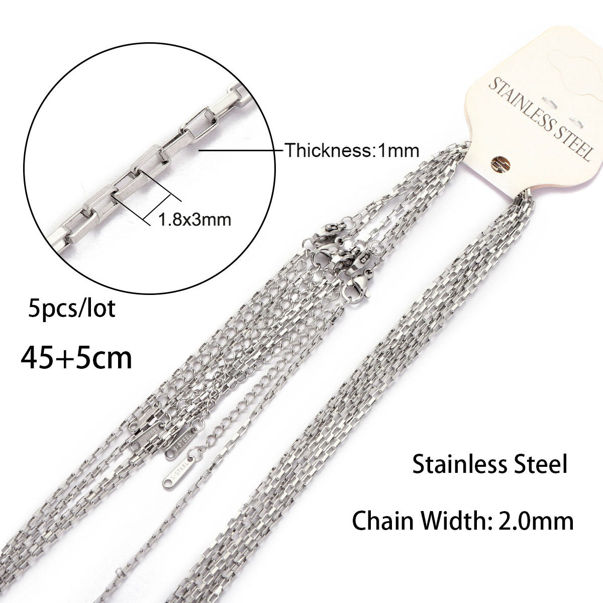 7:1x1.8x3 long box chain 45 5 point steel color
