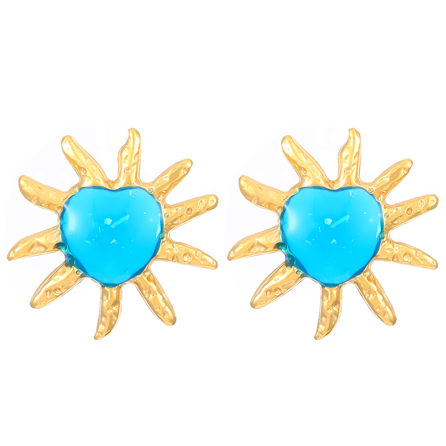 3:03 18k real gold blue sun z-056